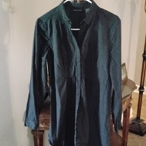 New York & Company Pinstripe Blouse in Black and White